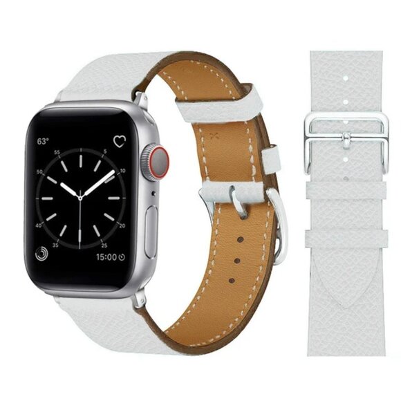 NEW[BAND] White Leather strap For Apple Watch - Picture 1 of 1